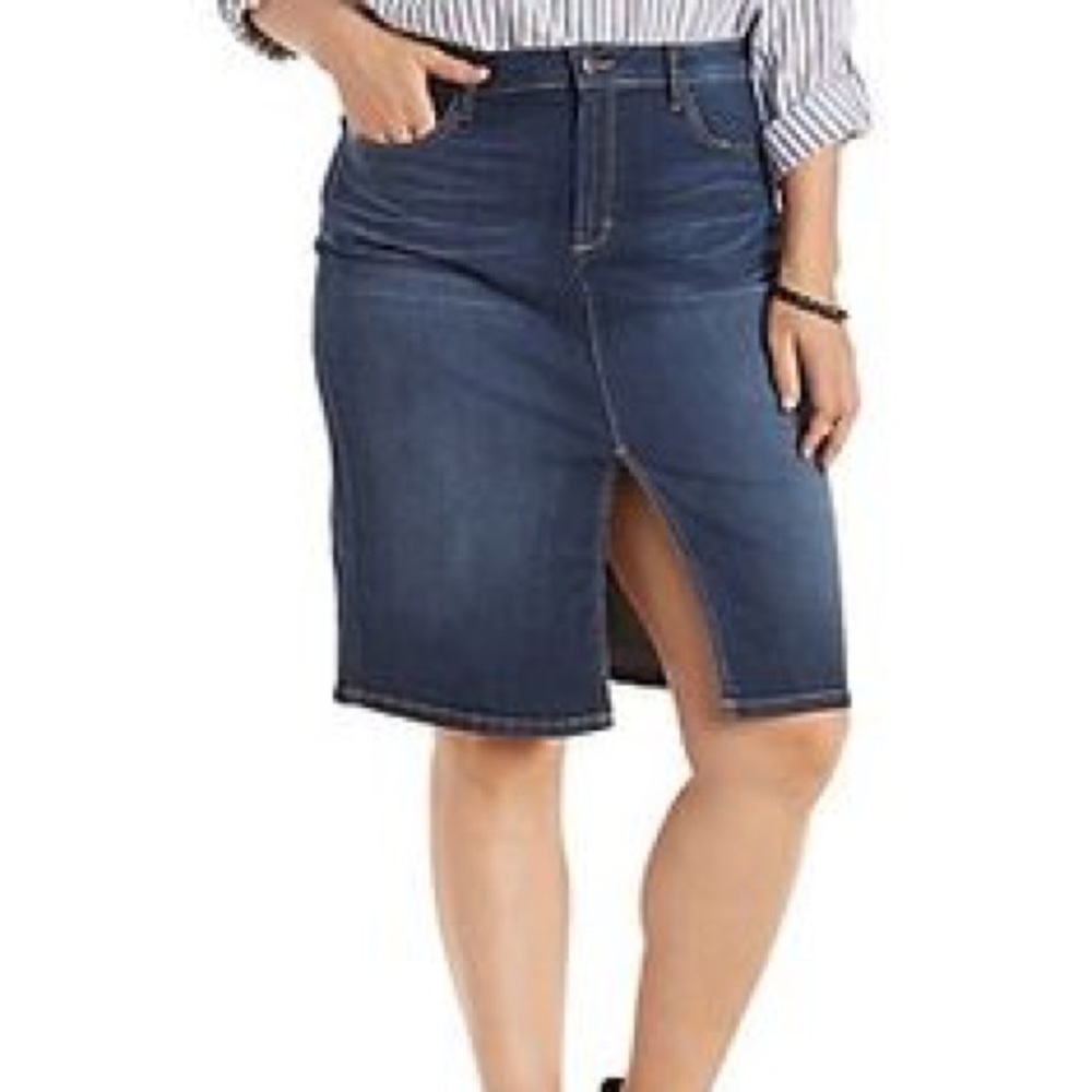 Metaphor denim skirt with front split. Size 8